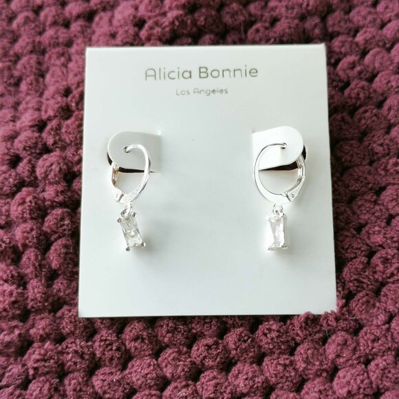 Alicia Bonnie Jewelry - Alicia Bonnie Silver White Crystal Twinkling Treasure huggie drop earrings NEW